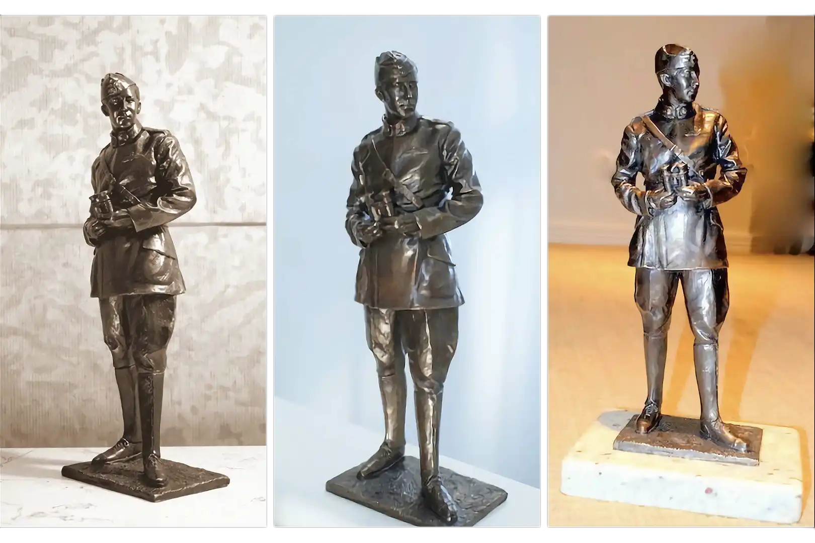 Three limited edition bronze maquettes of Sir William Stephenson