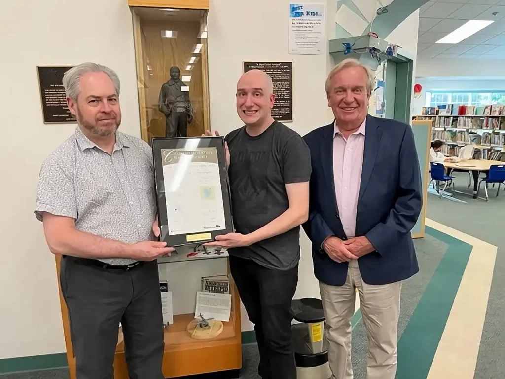 Certificate for naming of Sir William Stephenson lake, LCol (ret’d) Robert Nash; Simon Morris; Dwight MacAulay