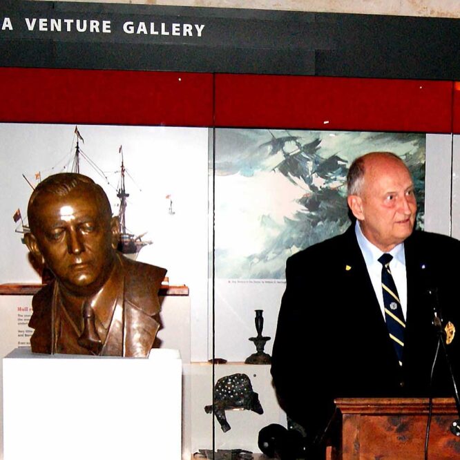 Intrepid Society Presents Bronze Bust of Sir William Stephenson to Bermuda National Museum.