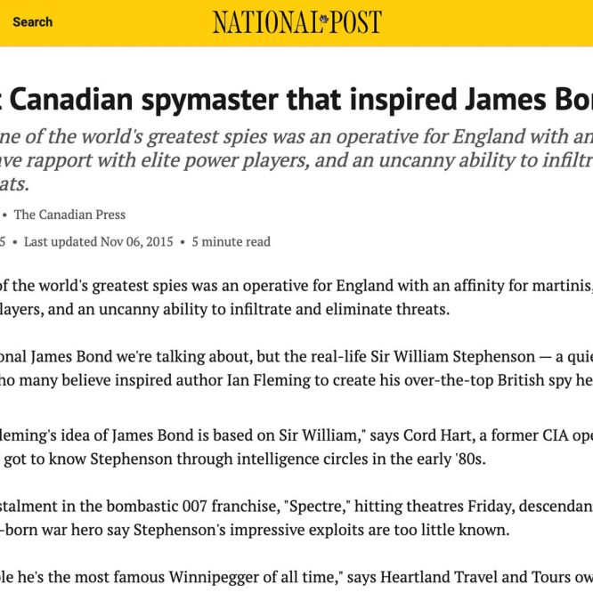 National Post The quiet Canadian spymaster that inspired James Bond