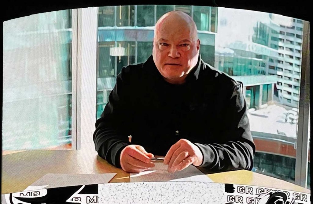 Bill MacDonald on the Canada Life Center Jumbotron.