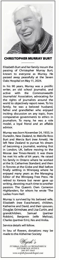 Christopher Murray Burt Obit